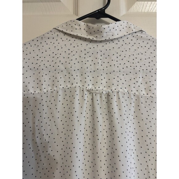 Ann Taylor LOFT Woman’s White Blouse w Black Polka Dots Medium - Picture 5 of 10